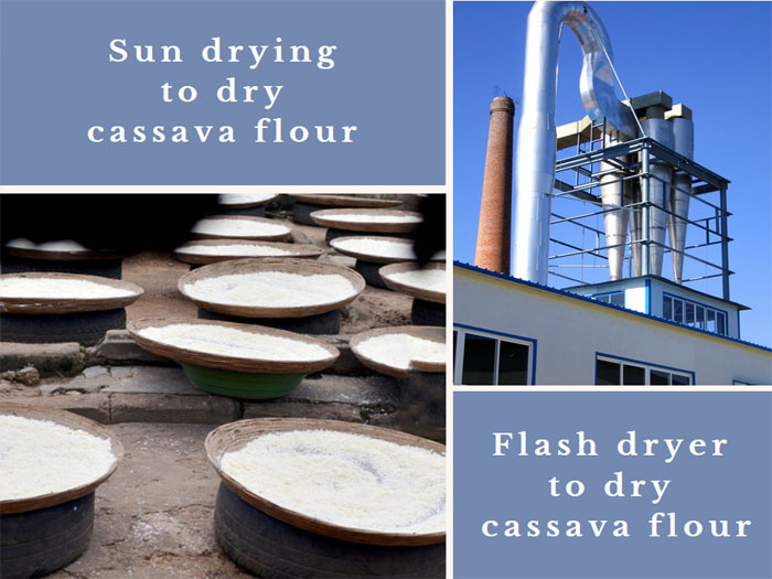 What machinery can dry cassava flour quickly?