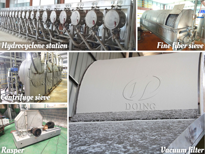 What machines can be used for potato starch processing?