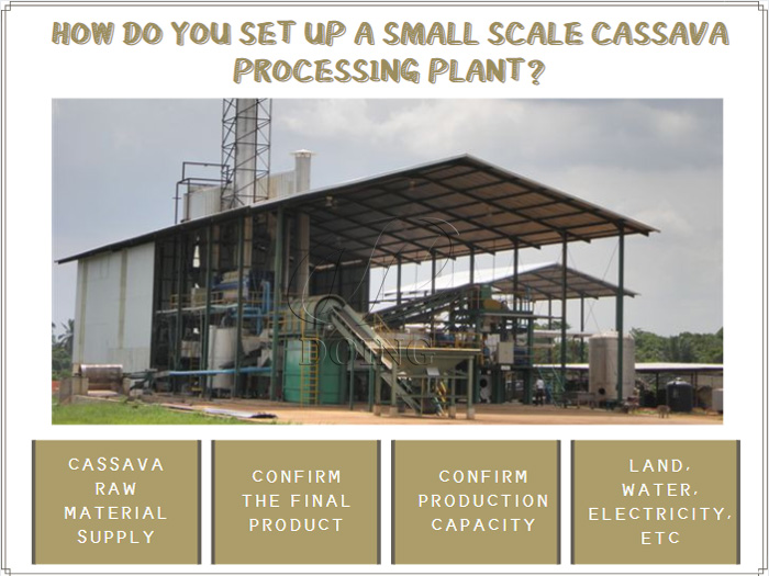 How do you set up a small scale cassava processing plant?