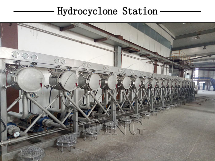 Working video of hydrocyclone station of cassava starch production line video
