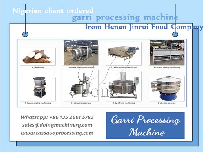 Nigerian client ordered garri processing machine from Henan Jinrui Food Company