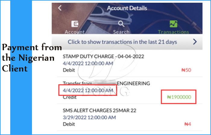 payment of the nigerian client
