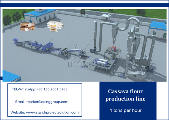 4tph cassava flour processing line