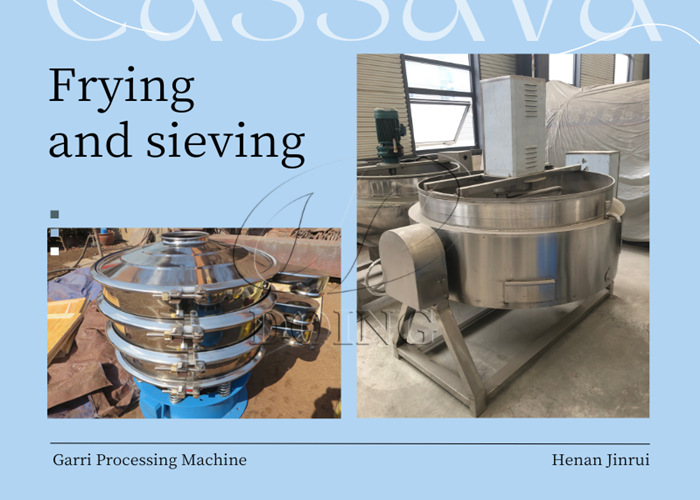 garri frying and sieving stage