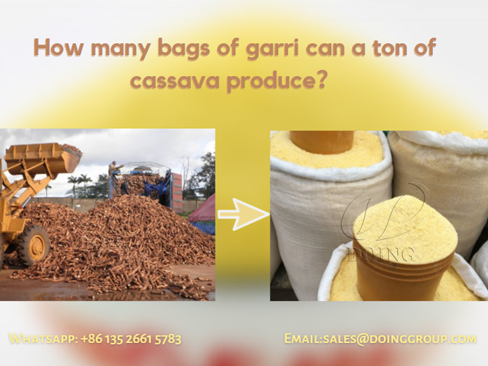 How many bags of garri can a ton of cassava produce?