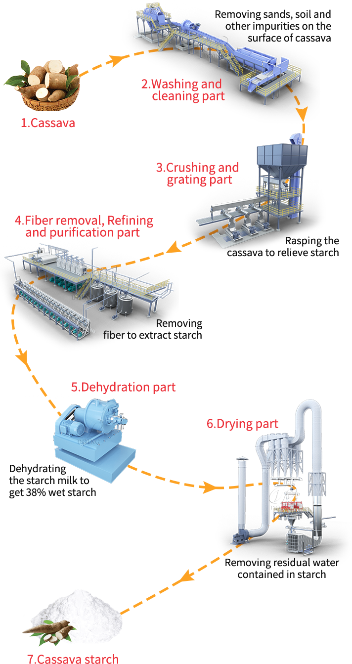 Cassava starch processing process
