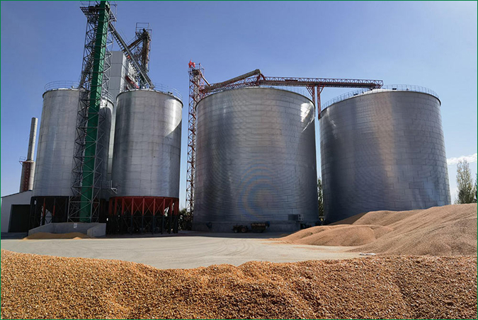 Bulk grain storage silos