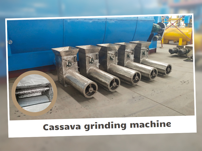 How does the cassava grinding machine work?