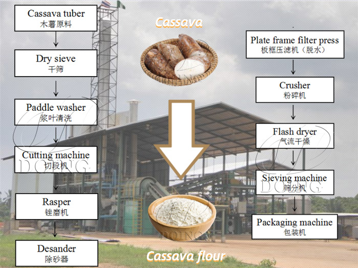 cassava flour processing flow chart