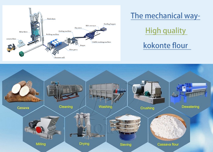 the kokonte flour making line in mechanical way