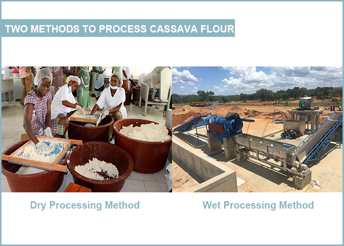 two methods to process cassava flour