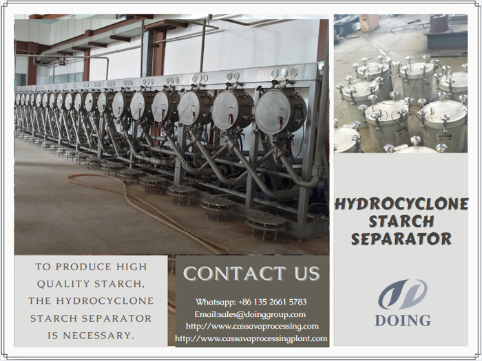 The features of hydrocyclone starch separator
