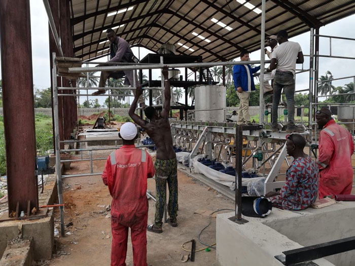 cassava flour processing machine is installing